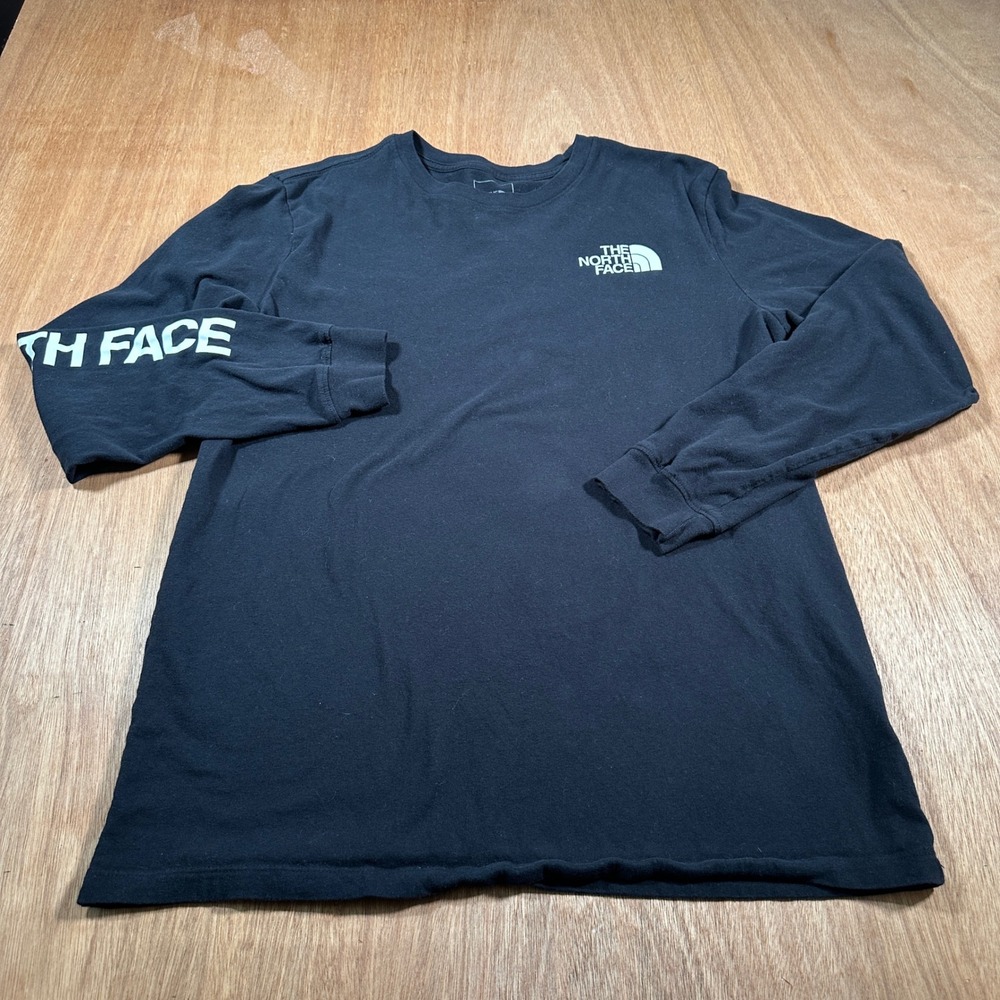 The North Face Long Sleeve T-Shirt Mens Large Black Logo Graphic Outdoor Tee